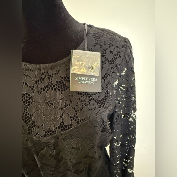 NWT Vera Wang scalloped hem Black lace Gothic party dress whimsigoth medium - Picture 7 of 11